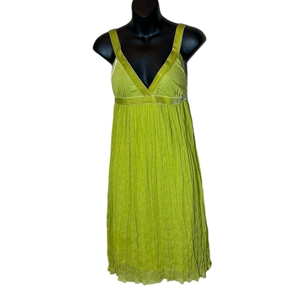 Y2K‎ 90s babydoll dress womens small green velvet gauzy fairycore vibrant